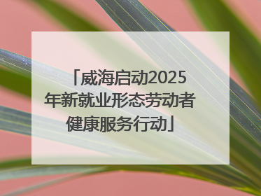 威海启动2025年新就业形态劳动者健康服务行动